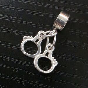 Sterling Silver Handcuff Charm Pendant - Fits Pandora Bracelet